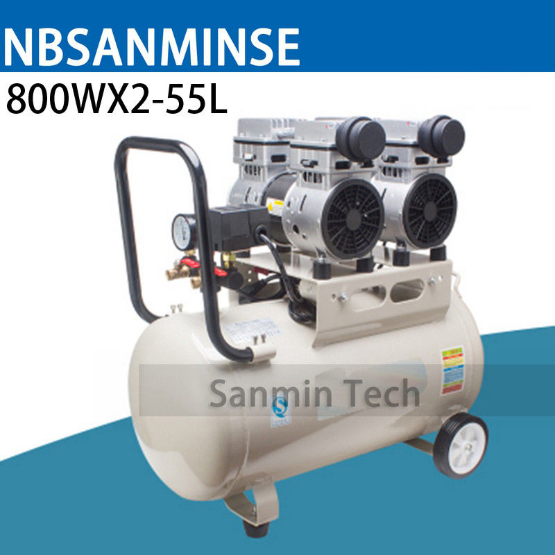 800WX2 - 55L Mini Air Compressor Oilless High Pressure Mute Design Wood Working Home Application AC220V High Quality