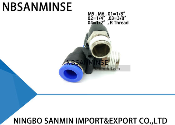 El empujar neumático plástico de las piezas del PL hacia adentro la pieza acodada masculina del aire aprisa conecta los componentes Sanmin