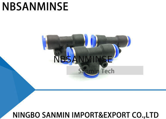 PONGA los accesorios apropiados plásticos rápidos Sanmin del compresor de aire de las colocaciones de la camiseta de la unión del tubo del empuje neumático