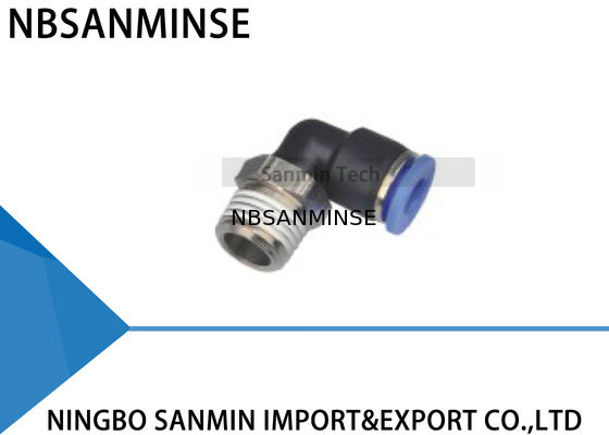El empujar neumático plástico de las piezas de PLN hacia adentro la pieza acodada masculina del aire aprisa conecta los componentes Sanmin