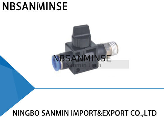 Manguera neumática de la mano de la válvula de control de flujo de HVFS para roscar empujar del conector hacia adentro 2Way/3 colocaciones Sanmin de la manera