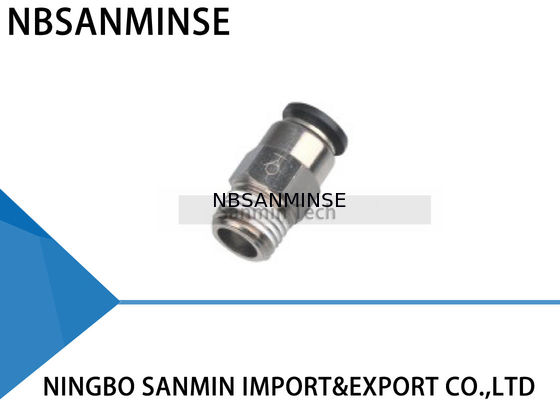 Empujar neumático del proceso estadístico hacia adentro el conector autoadhesivo Sanmin de la unión recta del aire de las colocaciones de la válvula de parada
