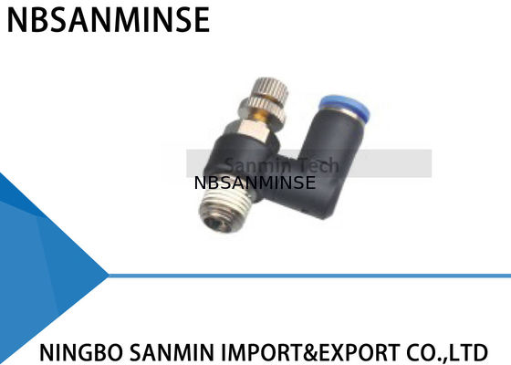 Conector neumático Sanmin del eslabón giratorio de las colocaciones de la válvula de control de flujo de la válvula reguladora de la velocidad de aire del hilo masculino de los SS