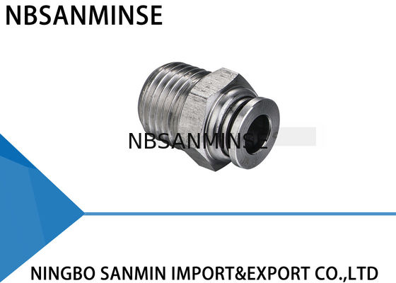 Empujar neumático de la colocación de la categoría alimenticia del acero inoxidable de las colocaciones del aire hacia adentro recto masculino