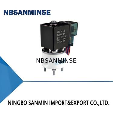 Válvula de solenoide de PTFE con máxima temperatura ambiente de + 60 °C 5 °C  150 °C Temperatura media y enlace M8 × 1 G1 / 8 M6 1/4 UNF-28