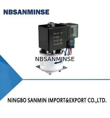 Válvula de solenoide de PTFE con máxima temperatura ambiente de + 60 °C 5 °C  150 °C Temperatura media y enlace M8 × 1 G1 / 8 M6 1/4 UNF-28