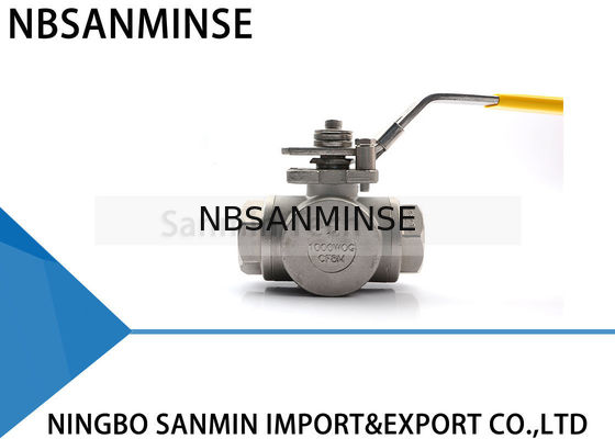 Vávula de bola de alta presión hidráulica de 3 maneras línea del tubo de petróleo y gas del acero inoxidable SS316 del EXTRANJERO CF8M3K-1 de 1 pulgada 1000psi