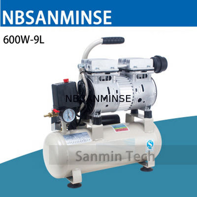 600W - uso casero de trabajo AC220V Sanmin de alta calidad de mini de aire 9L del compresor de Oilless madera muda de alta presión del diseño